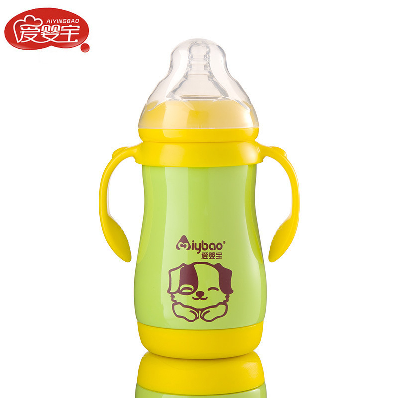 Aiyingbao 9062 Double Stainless Steel Insulated Baby Bottle With Straw Wide Diameter Insulated Baby Bottle 280Ml Specification drawing