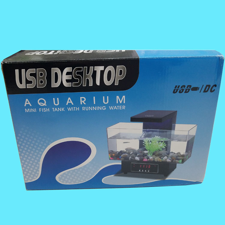 创意桌面水族箱USB迷你小型观赏金龙鱼亚克力生态鱼缸儿童节礼物详情图2