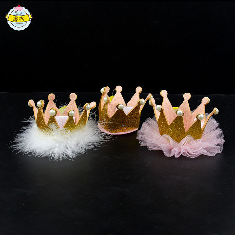 Birthday Children's Party Supplies Hat Prince Crown Cake Pearl Lace Lace Dress Hat Factory Direct Sales