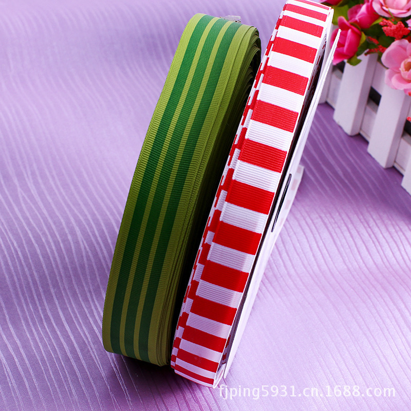 Printed Colorful Striped Ribbon Clothing Clothing Fresh Polyester Ribbon Birthday Gift Packaging Colorful Polyester Ribbon details Picture