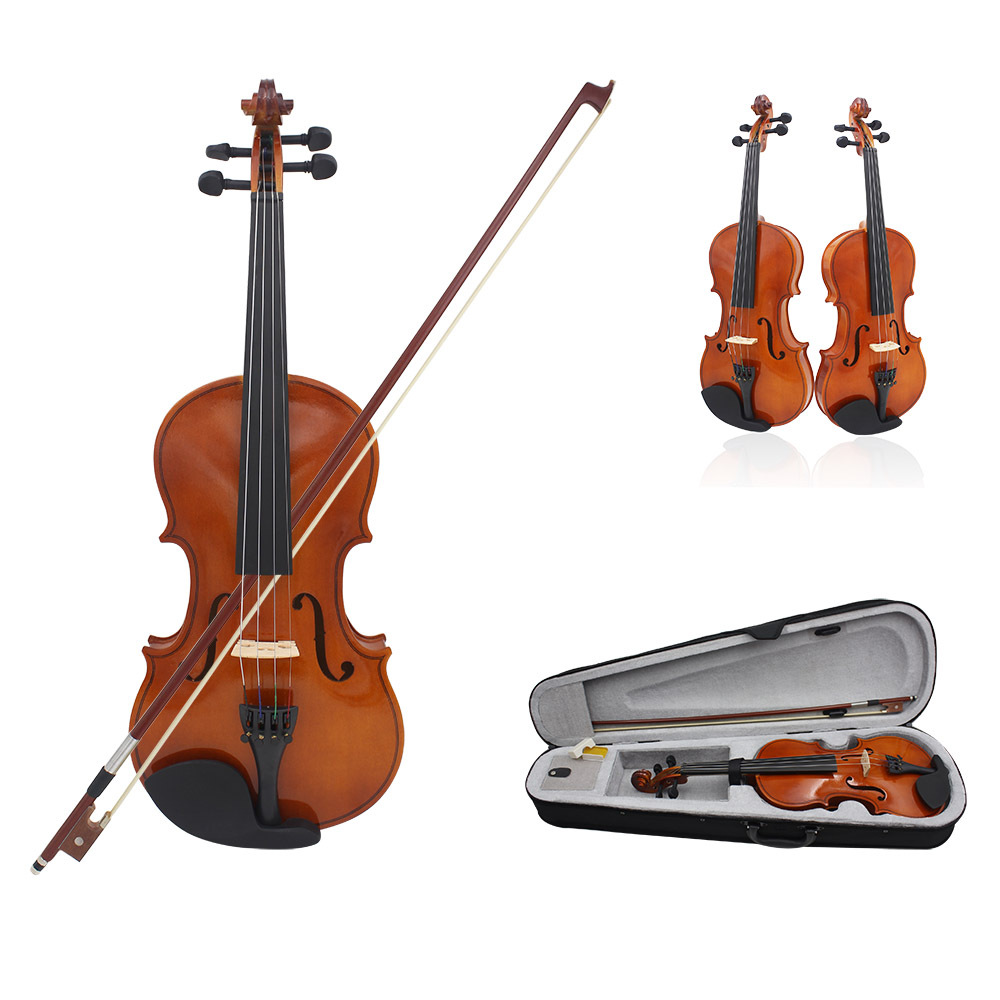 厂家批发木质小提琴实木普及小提琴初学练习小提琴送三角琴盒乐器图