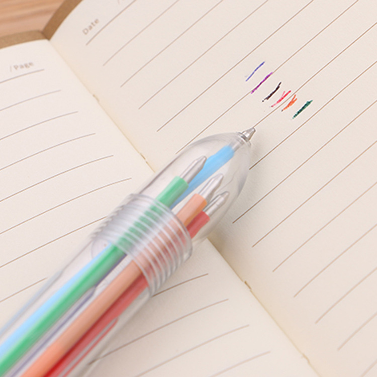Creative transparent 6-color ballpoint pens, cute student stationery, multi-color pens, oil pens, and direct sales from the manufacturer of colored ballpoint pens Application Scenario