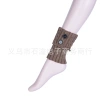 European and American knitted wool, Japanese and Korean boot covers, foot covers, leg guards, short, thick and coarse needle linen flower, two button sock covers for women Item Picture