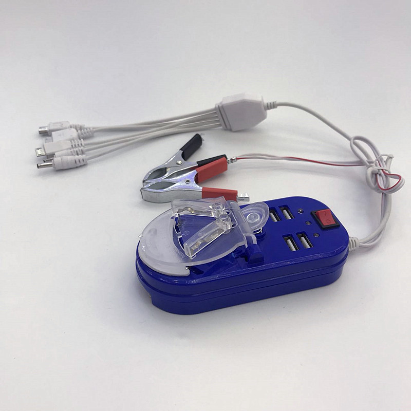 12V手机电池充电器座充太阳能蓄电池供电手机充电 USB多头数据线