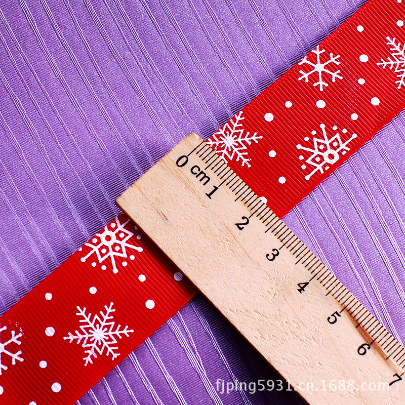 Printed Colorful Polyester Ribbon With Non-Creasing Colorful Ribbon Christmas Red Plain Ribbon Printed With White Snowflake Specification drawing
