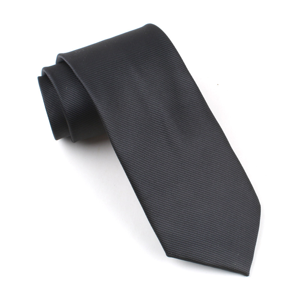 Men's Tie Cross-Border Polyester Silk 8Cm Formal Solid Color Fine Thread Jacquard Collar Wholesale A Piece Specification drawing
