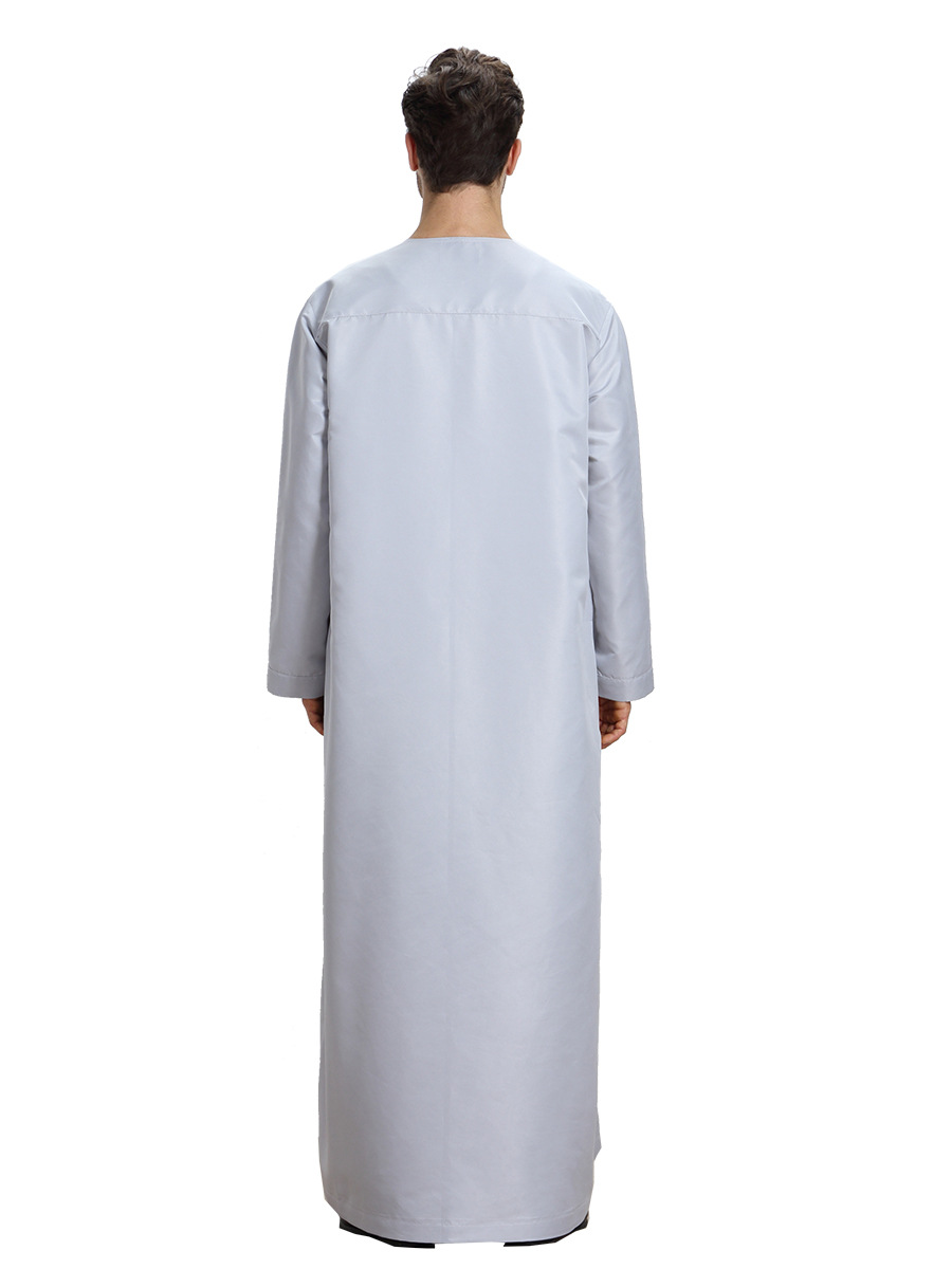 阿拉伯男士长袍 中东迪拜礼服 穆斯林男士长袍纯色长袍TH808详情图5