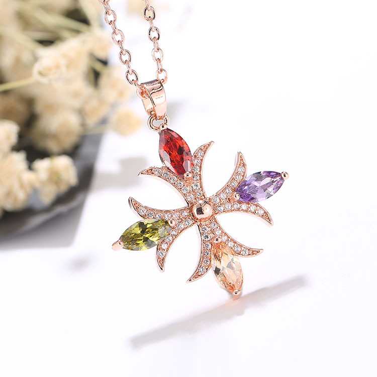 New European and American jewelry for women, colorful zircon necklace, sweater chain, cross necklace, one piece of women's jewelry for sale Specification image