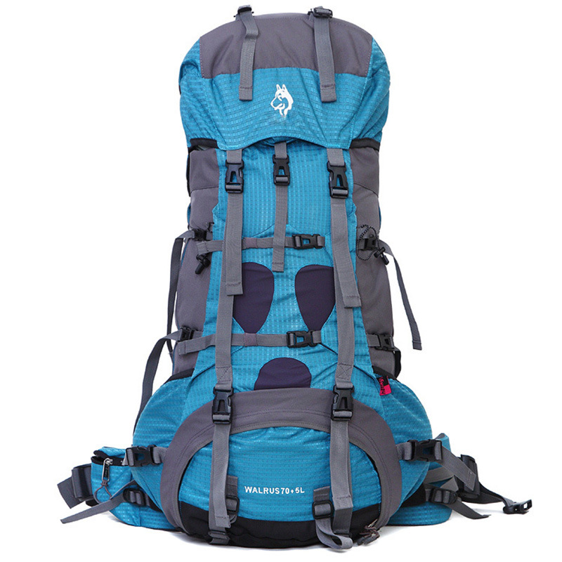 Wholesale of heavy-duty outdoor hiking backpacks for sled dogs exclusively for foreign trade: 70+5L nylon hiking backpacks Application Scenario