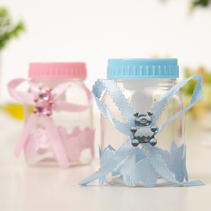 创意奶瓶透明塑料喜糖盒 欧式baby shower宝宝周岁满月糖果包装盒详情图2