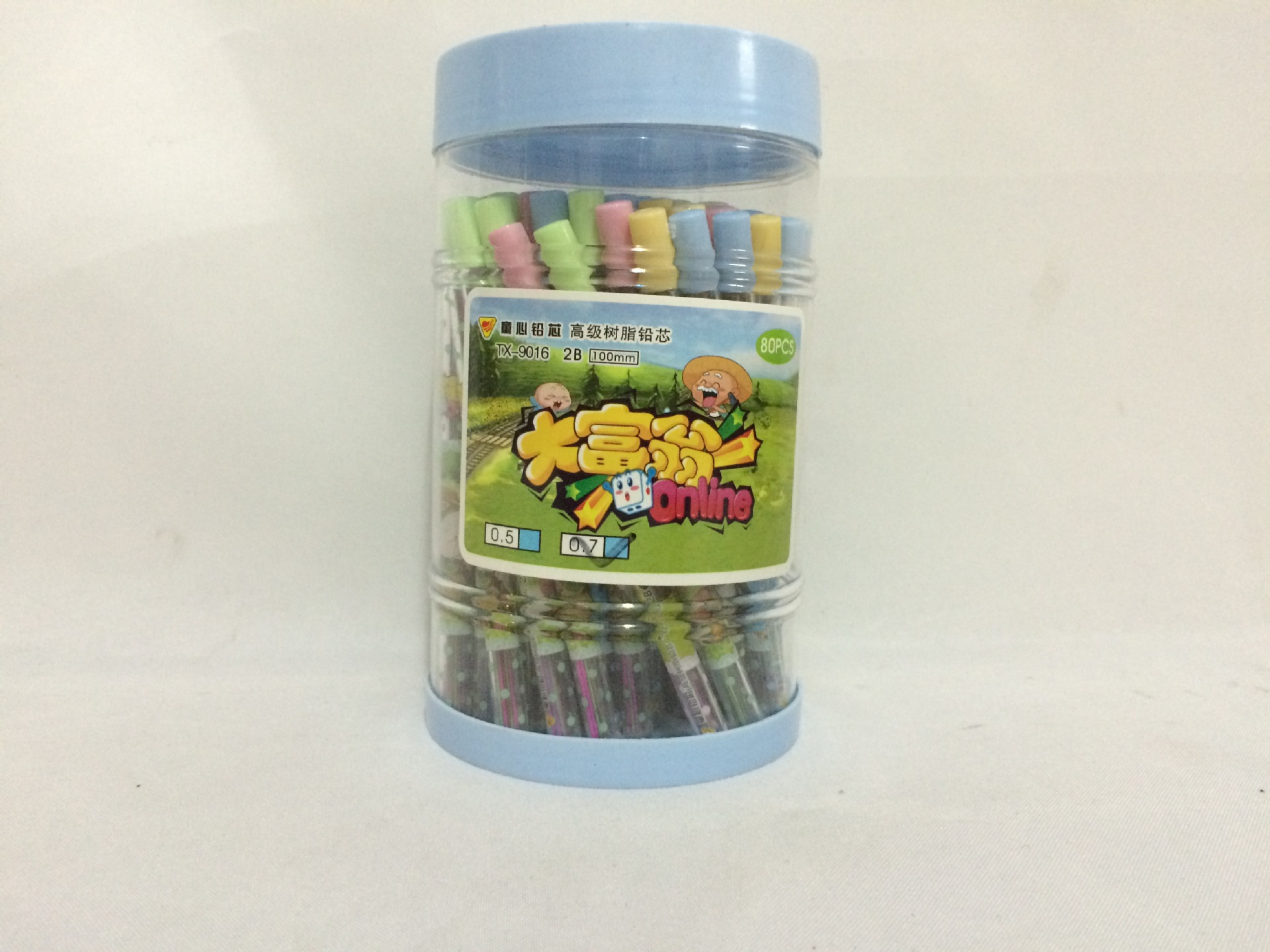 童心TX-9016 彩色2B 0.5/0.7自动笔替芯 树脂铅芯 80只每桶装
