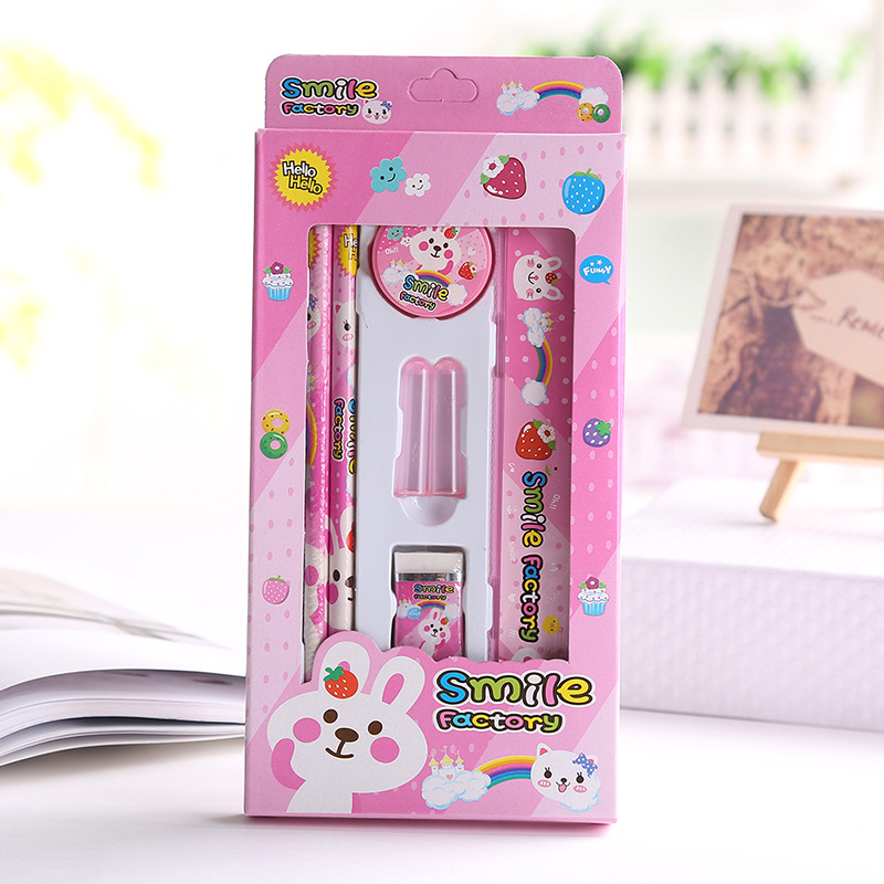 Wholesale of student stationery, children's stationery gift boxes, student stationery sets, five-piece sets, and school supplies details Picture