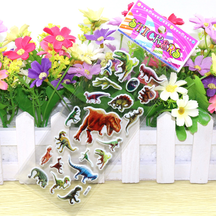 Factory direct sales of early education animation stickers, dinosaur educational children's cartoon stickers, children's reward stickers, bubble stickers details Picture