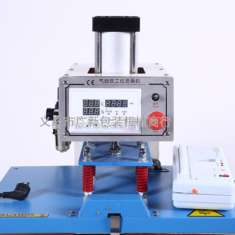 Pneumatic hot stamping machine 40X60, automatic double-station garment hot stamping machine 40*60, flat T-shirt heat transfer machine details Picture