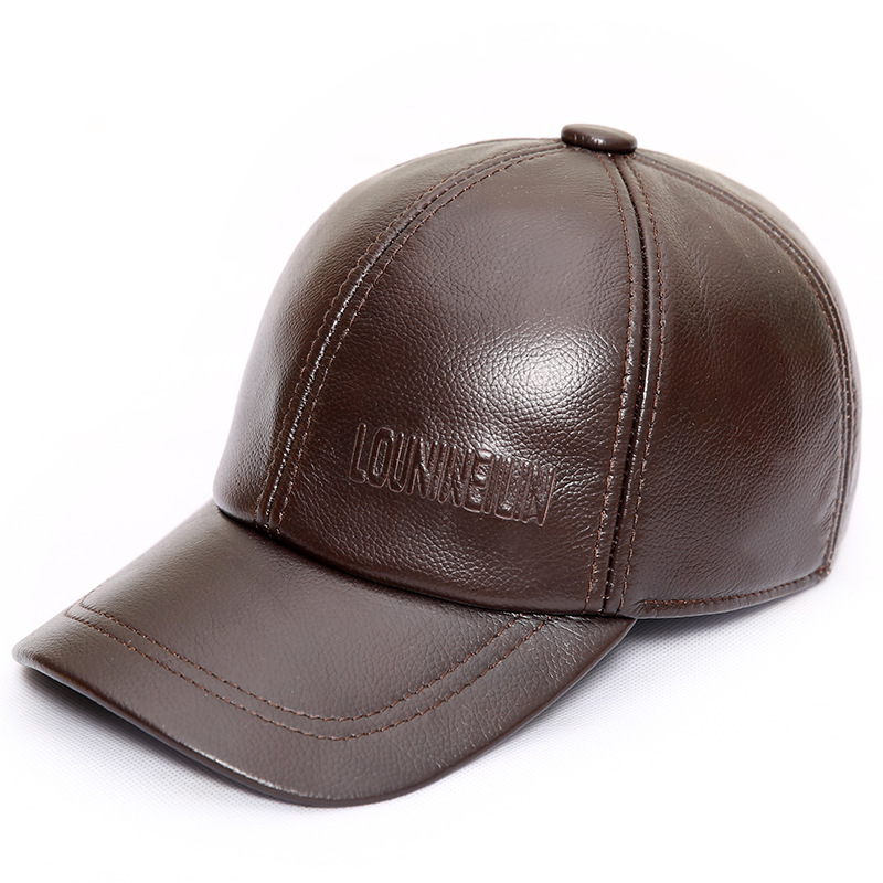 Haining genuine leather duck tongue baseball cap, men's cowhide sun hat for autumn and winter, outdoor sports and casual single leather hat Specification image