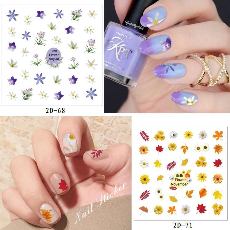 New 2D nail stickers and nail art stickers come with base glue for spring, summer, autumn and winter that won't fade. 60 styles in stock