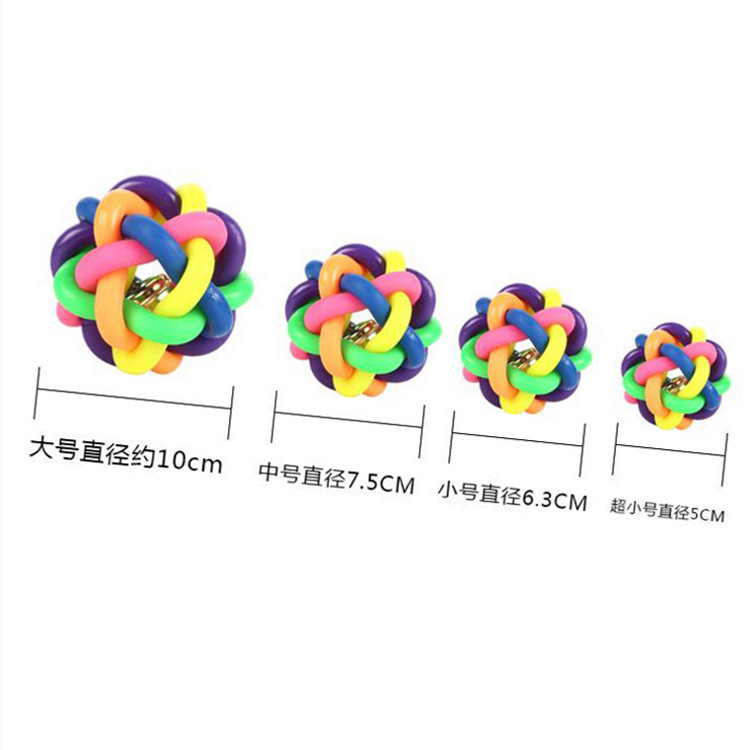 Wholesale of pet toy balls, colorful bell balls, small, medium and large dog toys, rainbow balls and cat toys in stock Application Scenario