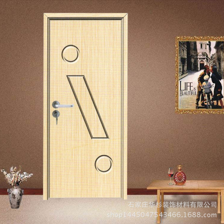 MDF composite solid wood door, PVC paint-free baking varnish ecological set bedroom door, engineering school wooden door, custom-made pure solid wood pic 23