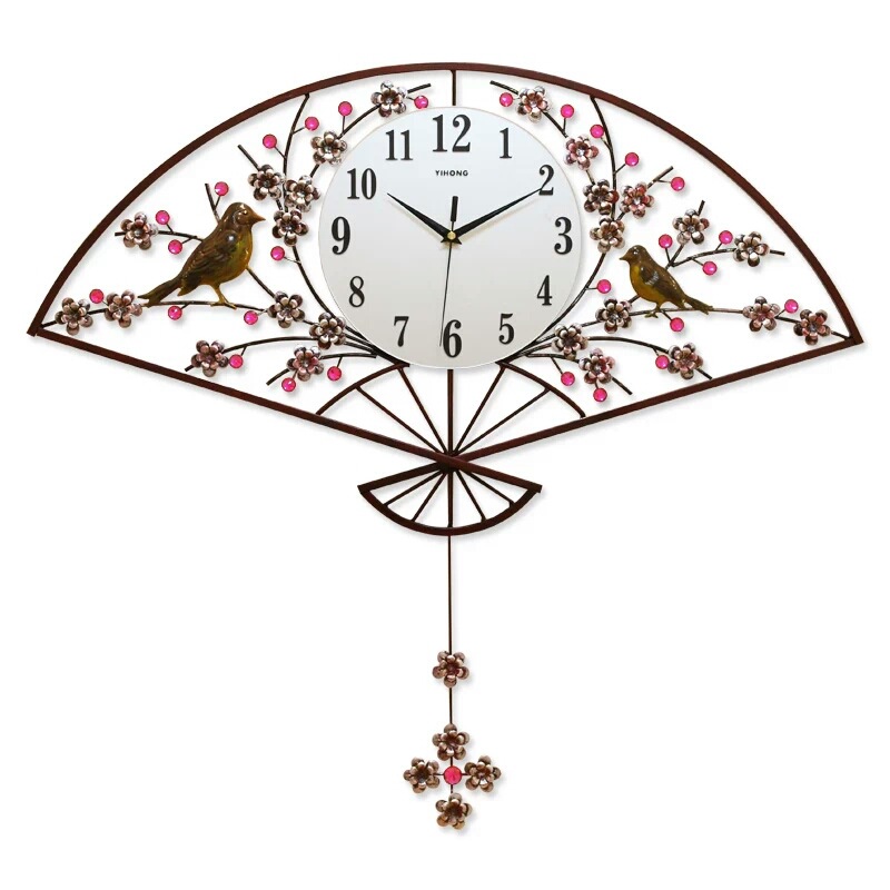 A Red Creative Pendulum Clock Retro Iron Wall Clock Fashion Clock Living Room Decorative Clock Quartz Clock Manufacturers Wholesale Item Picture