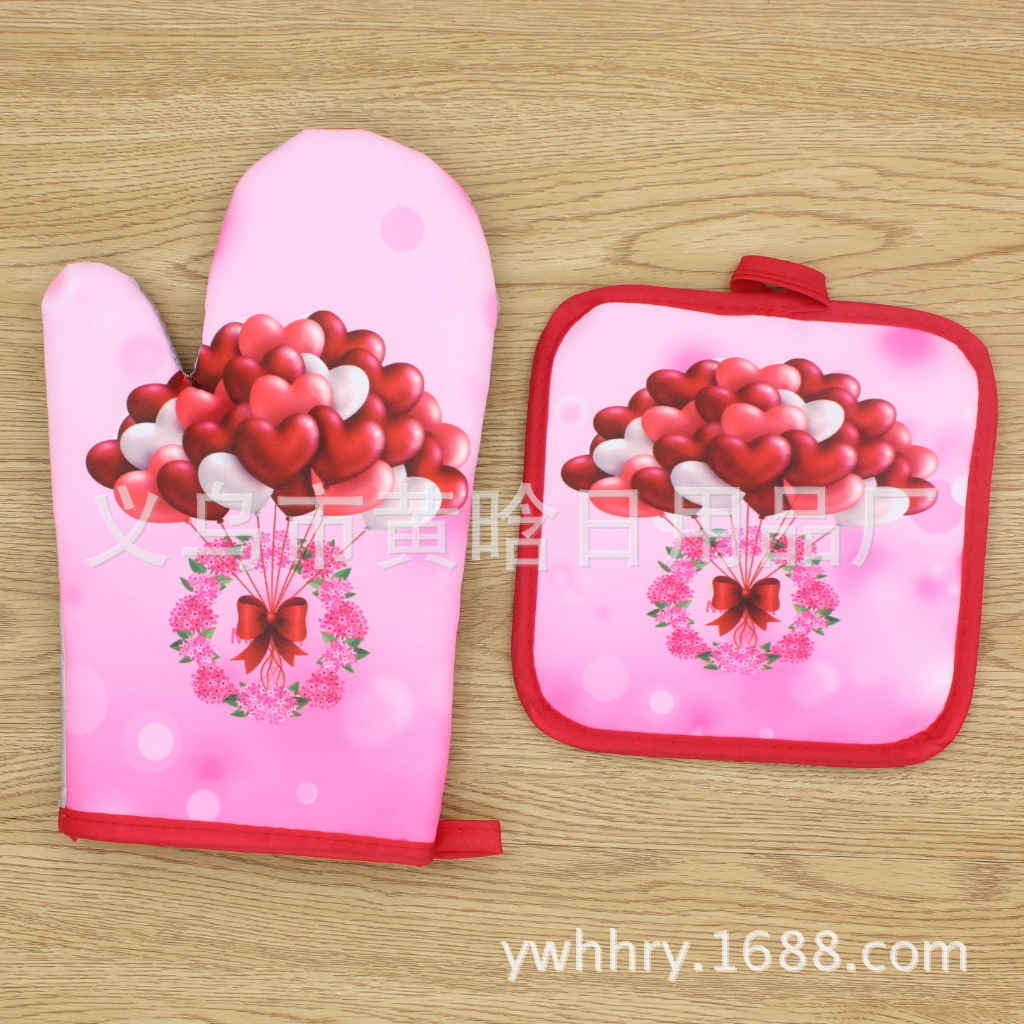 【LOVELY HOME】 Women's Day digital printing anti-heat gloves Microwave oven gloves anti-heat gloves two sets Application Scenario