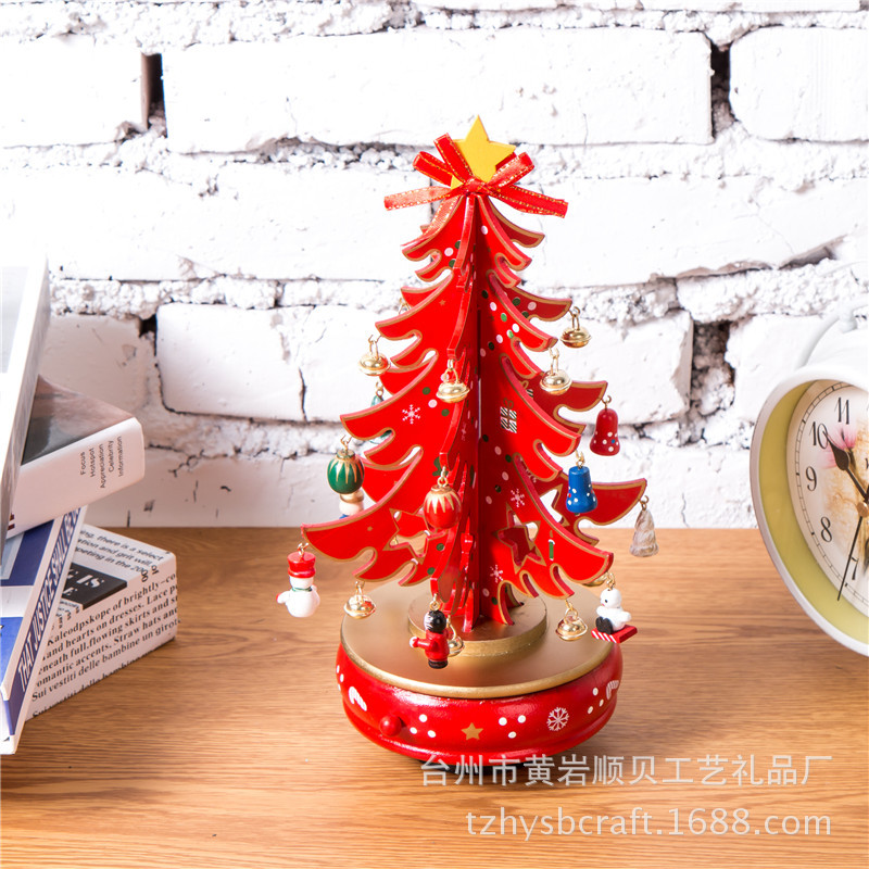 新款三片圣诞树带挂件发条式质音乐盒 音乐铃 八音盒礼物详情图5