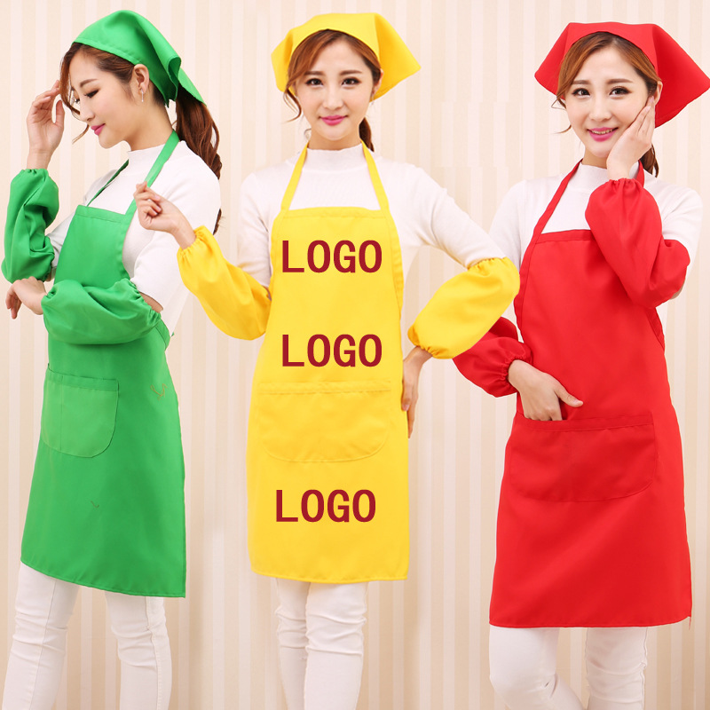 成人韩版时尚工作服厨房围腰可爱印字logo定制广告礼品批发围裙