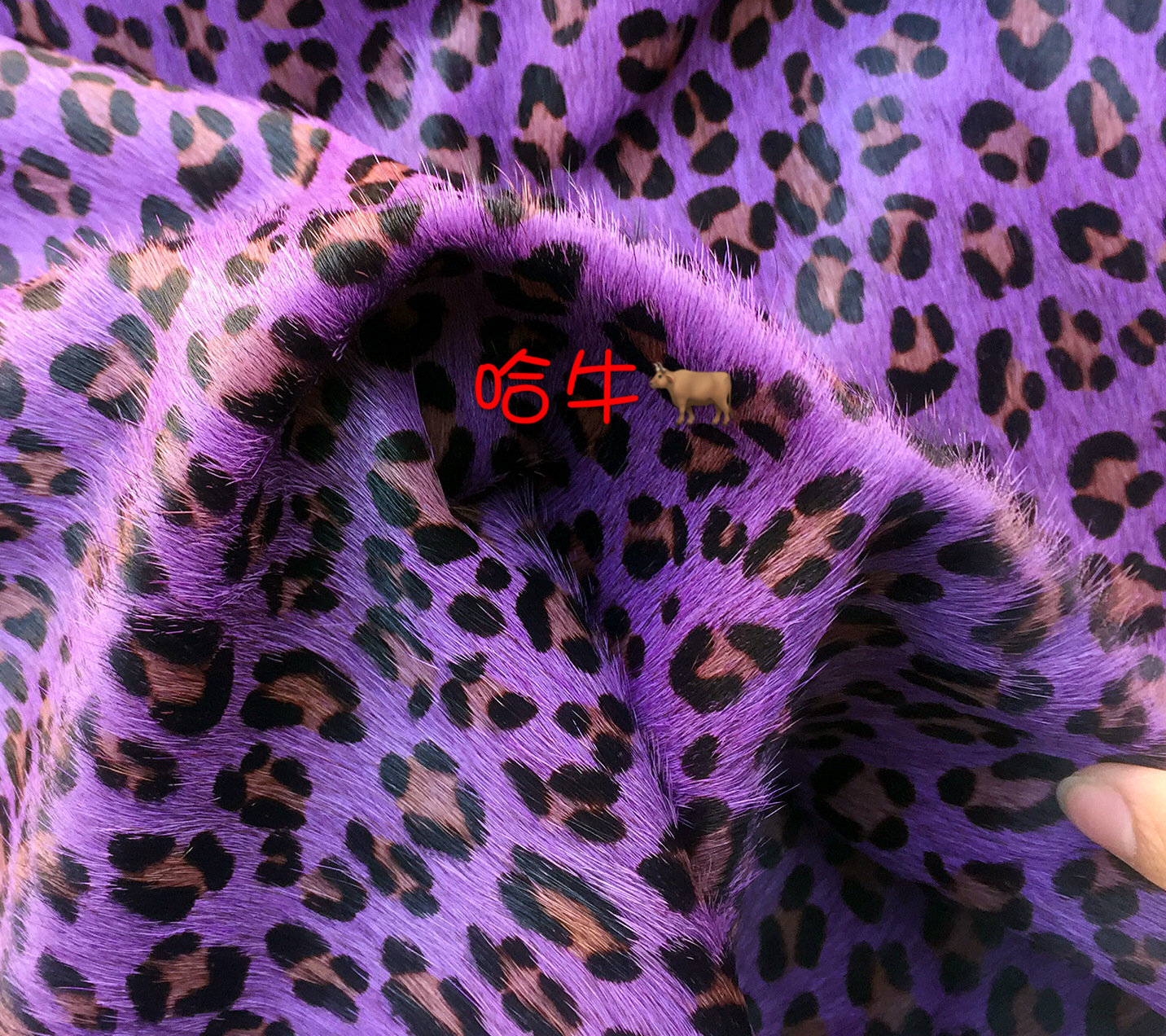 Yiwu genuine leather imitation leather, purple leopard-print horsehair, single-color color printed leopard-print horsehair Specification image