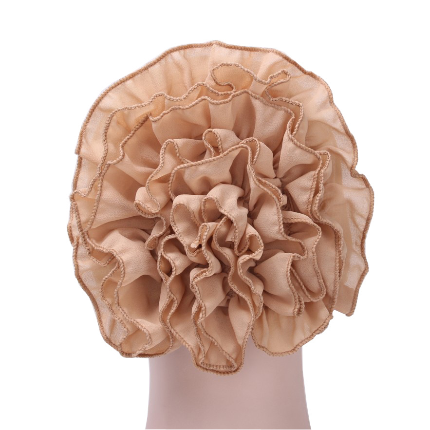 Europe And The United States Foreign Trade New Monochrome Muslim Chiffon Plate Flower Hat Hat Hat Arab Headscarf Hat In Stock Item Picture