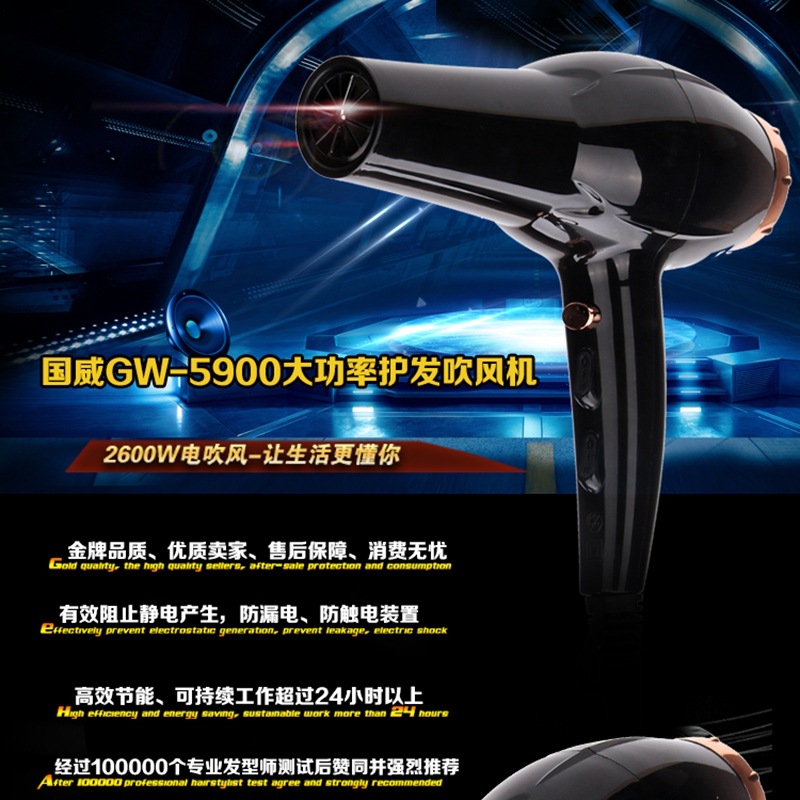 GW Guowei Electrical Appliances Factory Direct sales cross-border supply hair dryers, high-power household hair dryers, special for hair salons Specification image