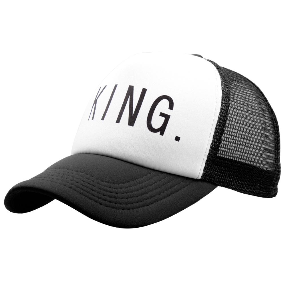 High-quality couple hats to show affection, KingQueen letter-lined hats, versatile men's and women's baseball caps, a trend