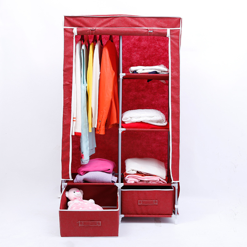 简易衣柜 厂家直销布艺无放布衣橱组装铁架钢管加固 简约衣柜现代