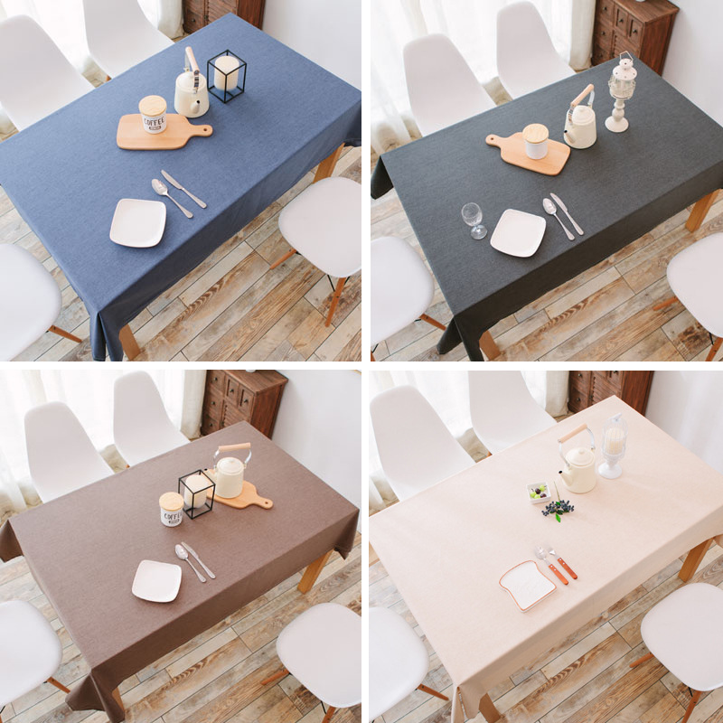 防水亚麻咖啡餐厅棉麻餐桌布布艺茶几素色纯色长方形台布防烫桌垫