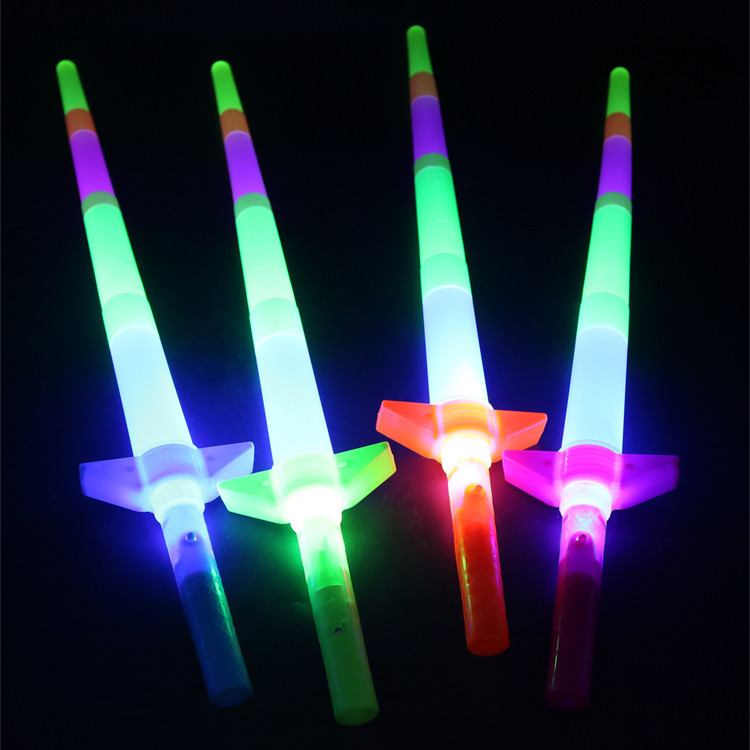 Luminous four section stick hot sale large shrink rod Luminous rod flash rod four section telescopic glow stick wholesale