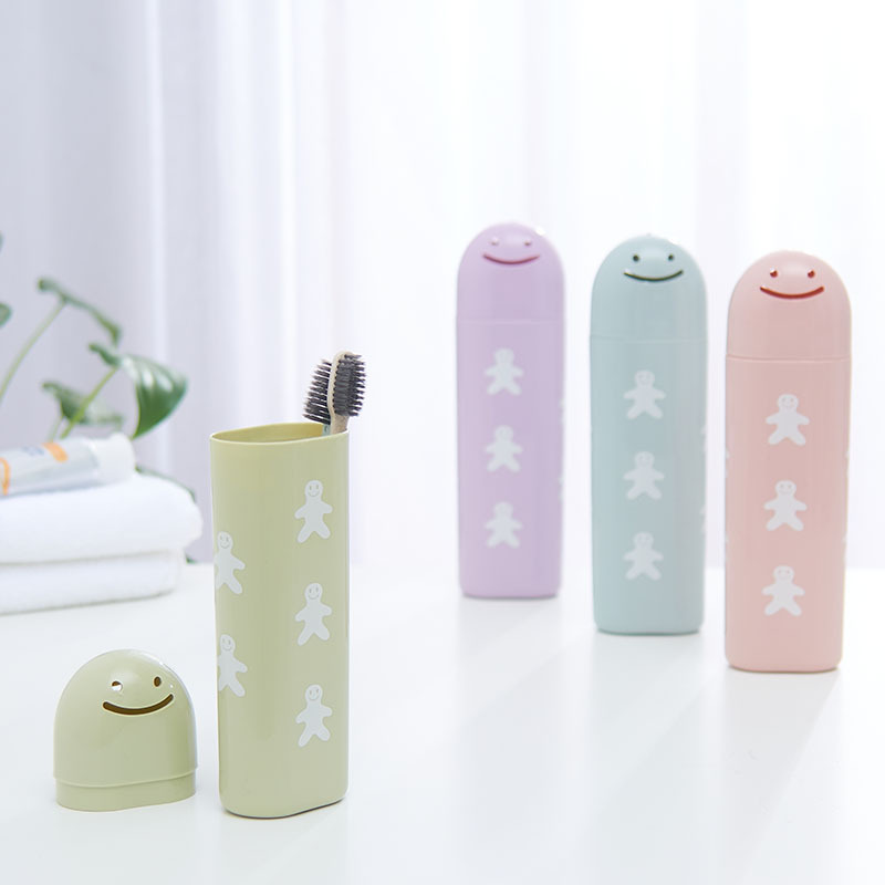 G67 Guanghua Nordic color Toothbrush Box, cartoon print toothbrush cover, dust-proof travel flat tooth tube with cover, toothbrush storage