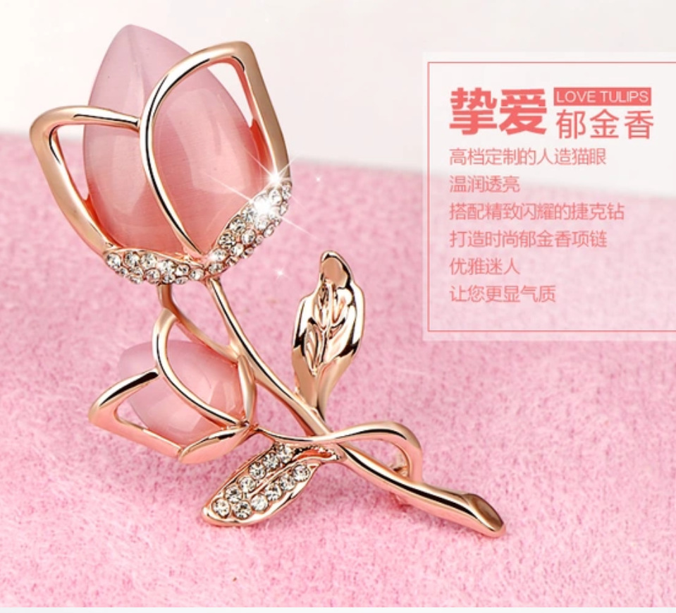Yan Yun Jewelry Factory Direct Clothing Rose Accessories Brooch Pin Fashion Corsage Ladies Alloy Diamond Set Specification drawing