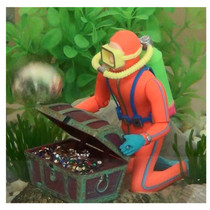 Fish tank aquarium landscape decoration Treasure hunt frogman pneumatic decorative landscape decoration diver treasure chest