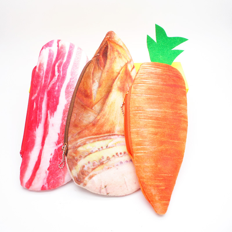 Creative vegetables and fruits, large pen case, mobile phone case, multi-functional bag strap, pendant, small vegetable wallet, carrot details Picture