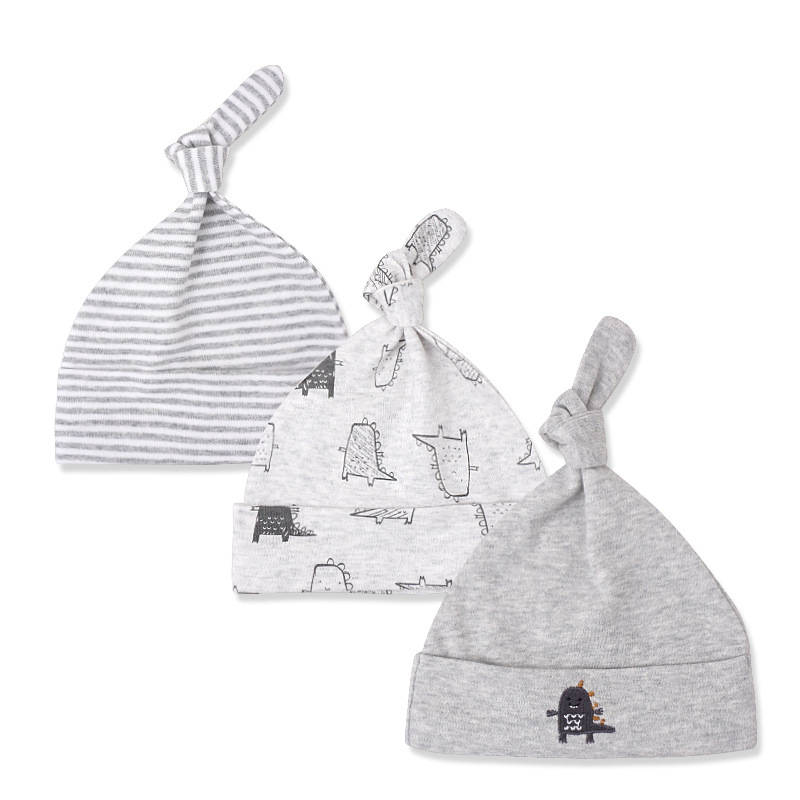 momscare baby hats for 0-6 months, ins newborn caps for men, Spring and Summer 3-piece set, cross-border details Picture