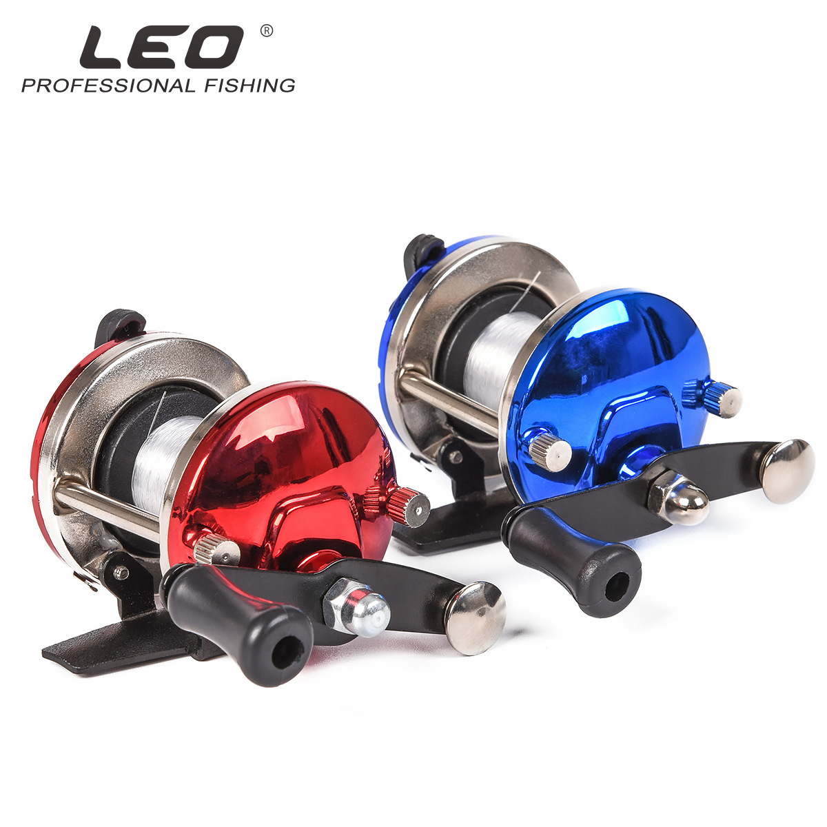 27842 LEO [Small Drum Wheel (Red/Blue)] Wholesale of rock fishing, ice winter fishing, lateral steamboat fishing, and fishing line wheels