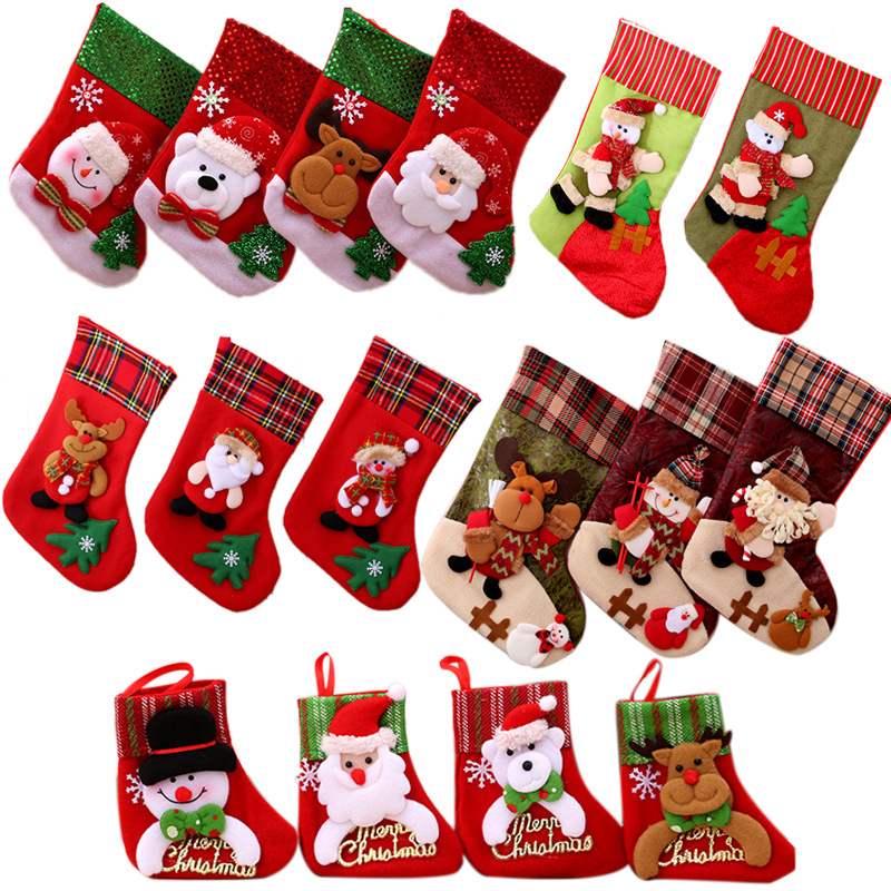 Christmas Decorations Santa Claus Small Socks Christmas Tree Pendant Christmas Stocking Gift Bag Christmas Bag Item Picture
