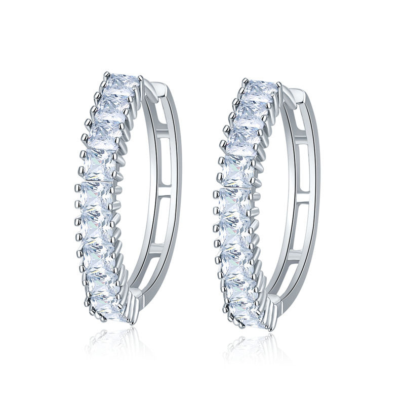 European and American simple large circle earrings, single-row crystal zircon ear buckles, full diamond ear rings, ear studs, women's accessories wholesale