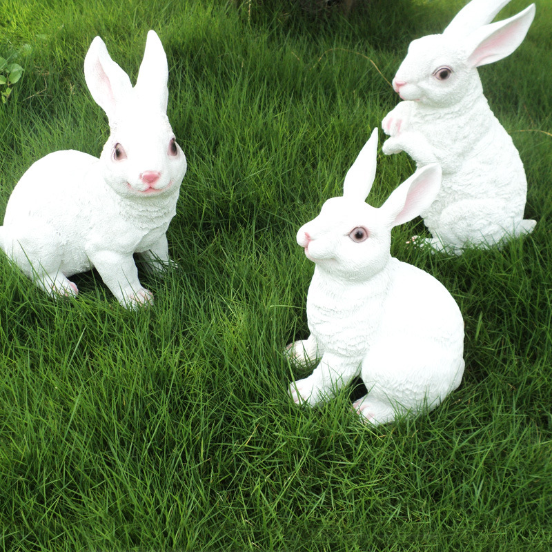 户外园林景观庭院工艺品摆件 仿真动物花园小兔子工艺品摆件图