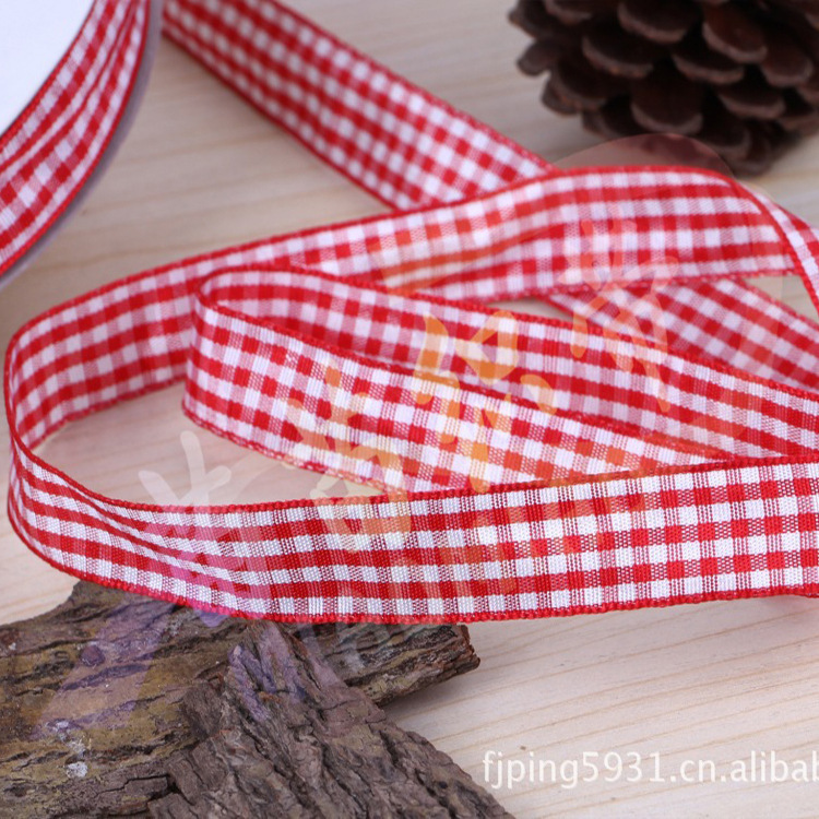 Pink Bow Check Jewelry Ribbon Multi-Colored 3 Point Check Ribbon Wholesale Handmade Diy Headdress Woven Ribbon