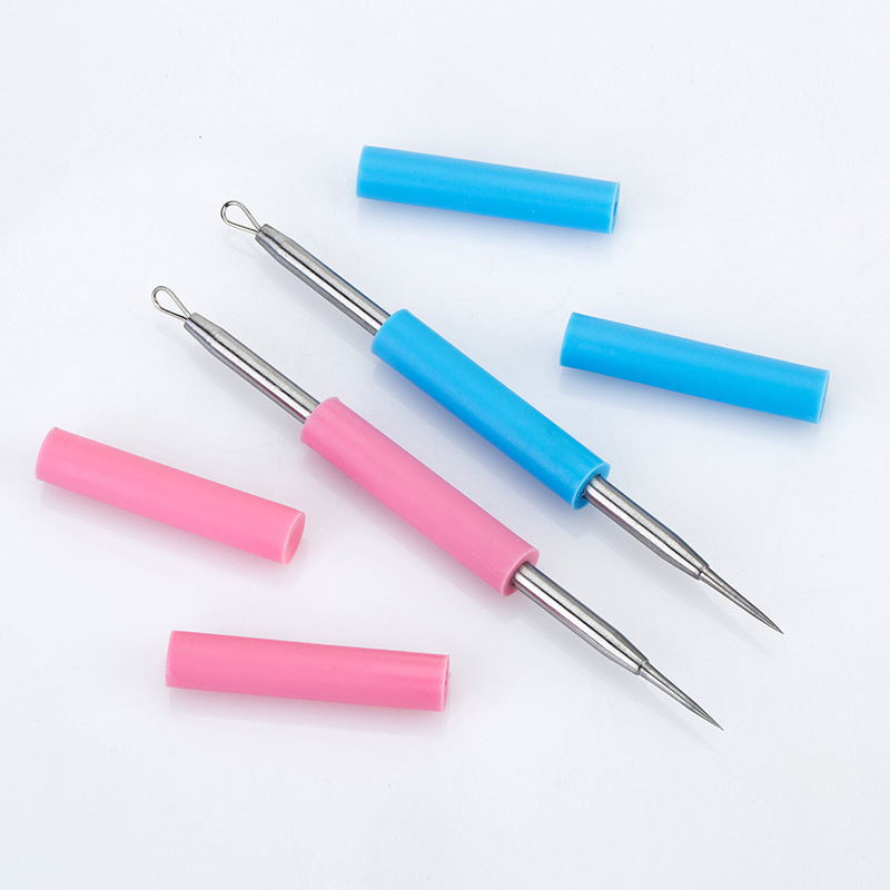 High-end stainless steel portable silicone acne needle, double-head double-cap beauty squeezing and picking acne blackhead needle, acne needle, acne needle Application Scenario