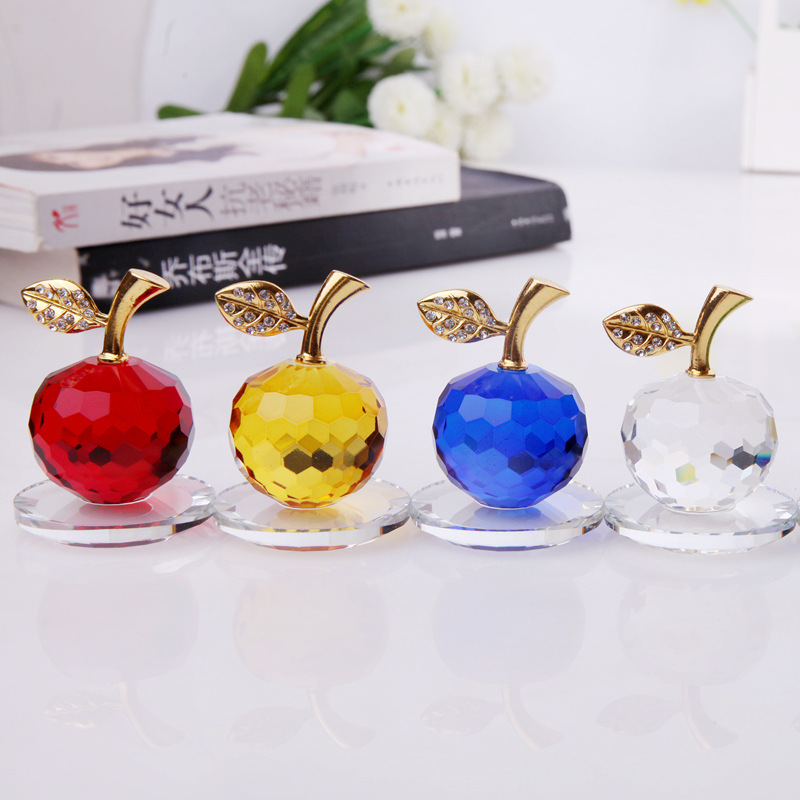 K9 Crystal Apple Christmas Eve Christmas Colorful Crystal Craft Souvenir Gift Mobile Phone Counter Decoration Pieces Auspicious Yu Crystal