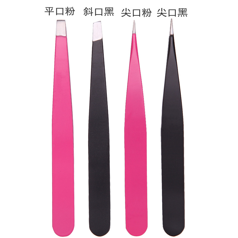 Stainless steel eyebrow tweezers come in three styles: pointed, slanted and flat. They are portable beauty tools for eyebrow shaping