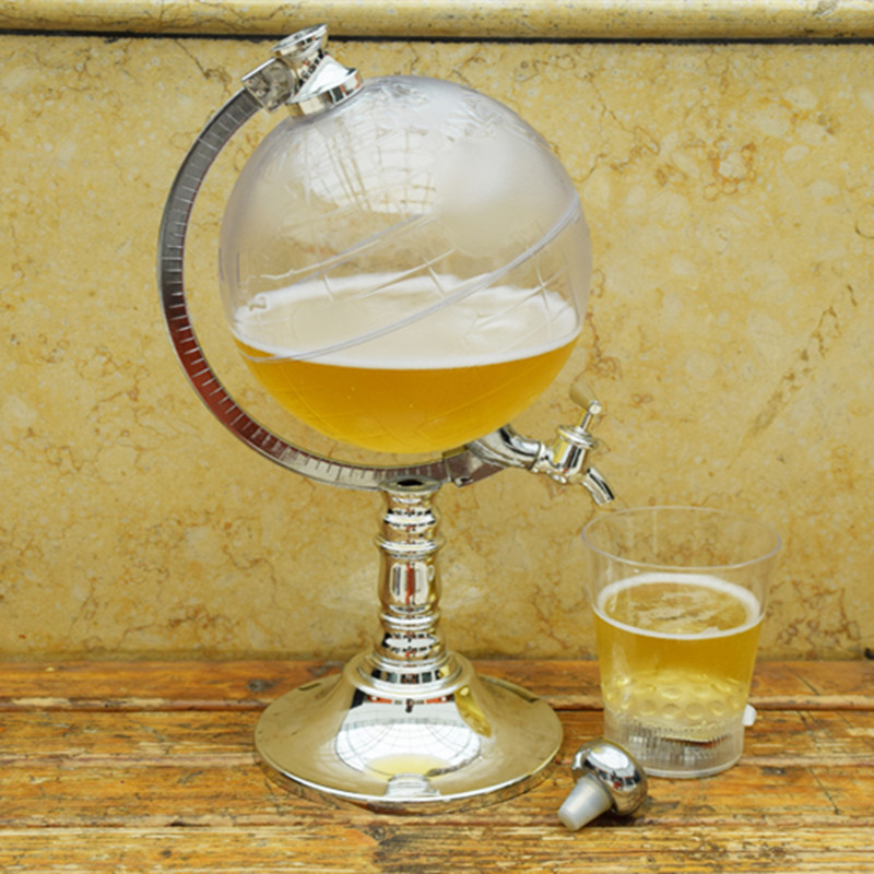 创意圆球分酒器地球仪 啤酒饮料机 食品级塑料倒酒器图