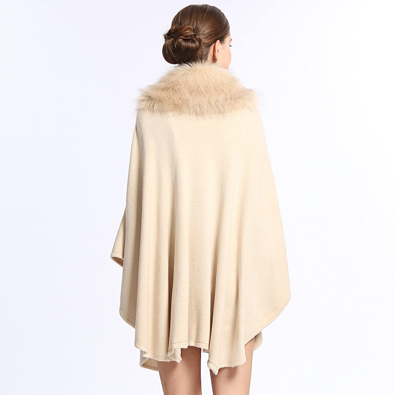 1168# European and American style autumn and winter new faux fox fur large collar loose plus-size knitted shawl cape knitted sweater Application Scenario