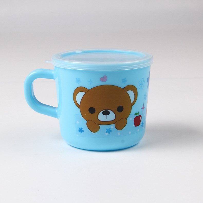 Baby drinking cup Baby cartoon gift milk training cup Baby drinking cup Gargle cup Specification drawing