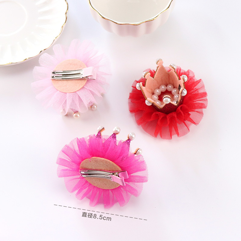 Sisi Children's Hair Clip Princess Crown Crown Lace Super Fairy Pearl Korean Baby Girls Hair Accessories Headpiece Specification drawing